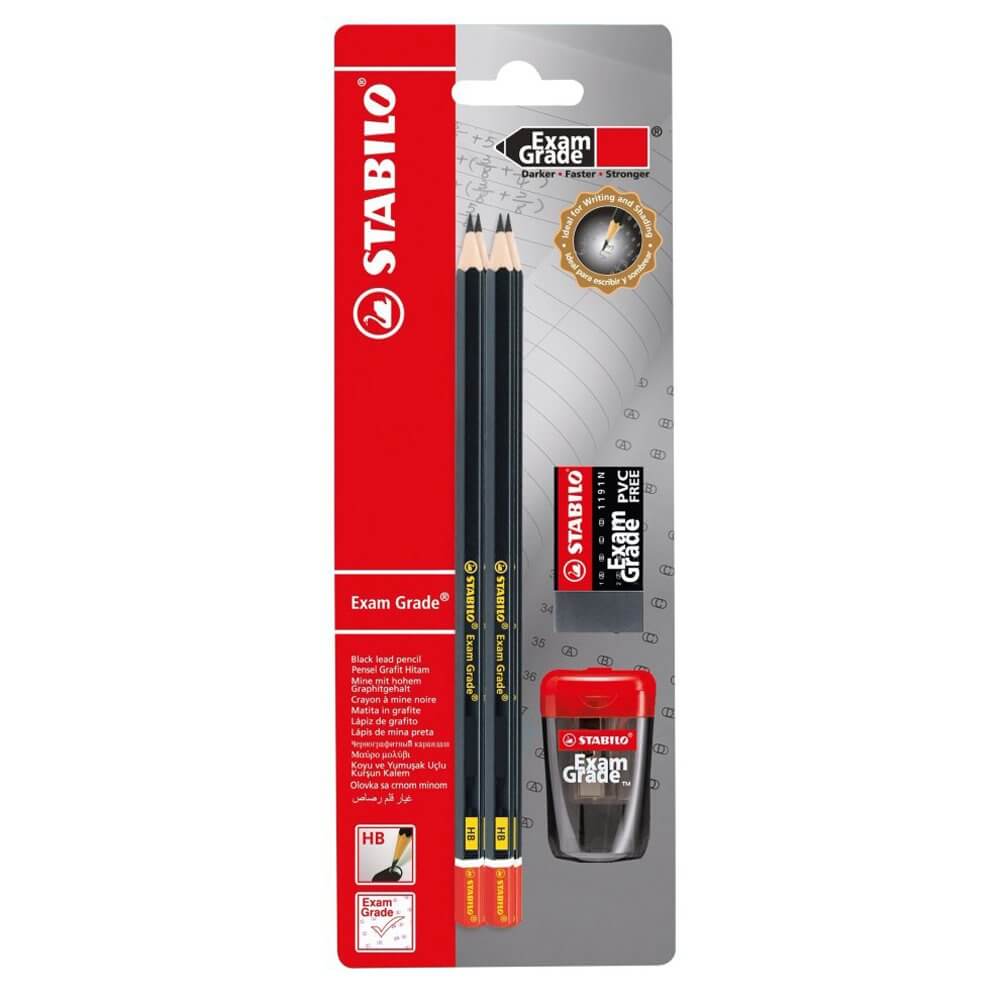 Creion grafit Stabilo ExamGrade, set 4 creioane 2B, radiera fara PVC, ascutitoare, blister Creion grafit Stabilo ExamGrade, set 4 creioane 2B, radiera fara PVC, ascutitoare, blister